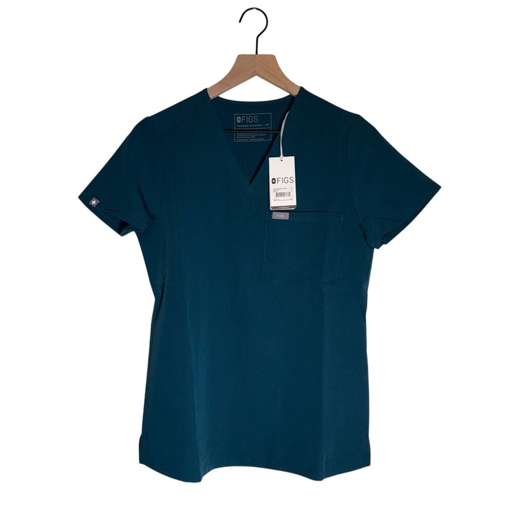 NWT FIGS Teal Technical Collection medical scrubs work wear uniform top XS